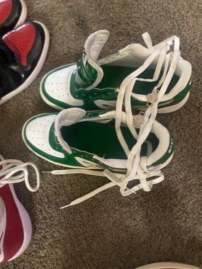 Bape White and Green High-Top Sneakers